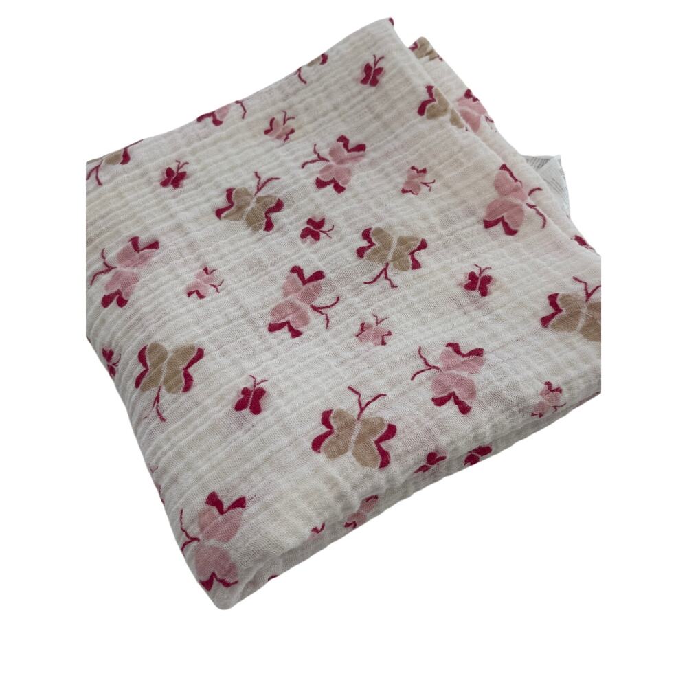 Aden Anais Butterfly Muslin Swaddle Blanket Pink Floral Baby 46x46 Soft Cottons